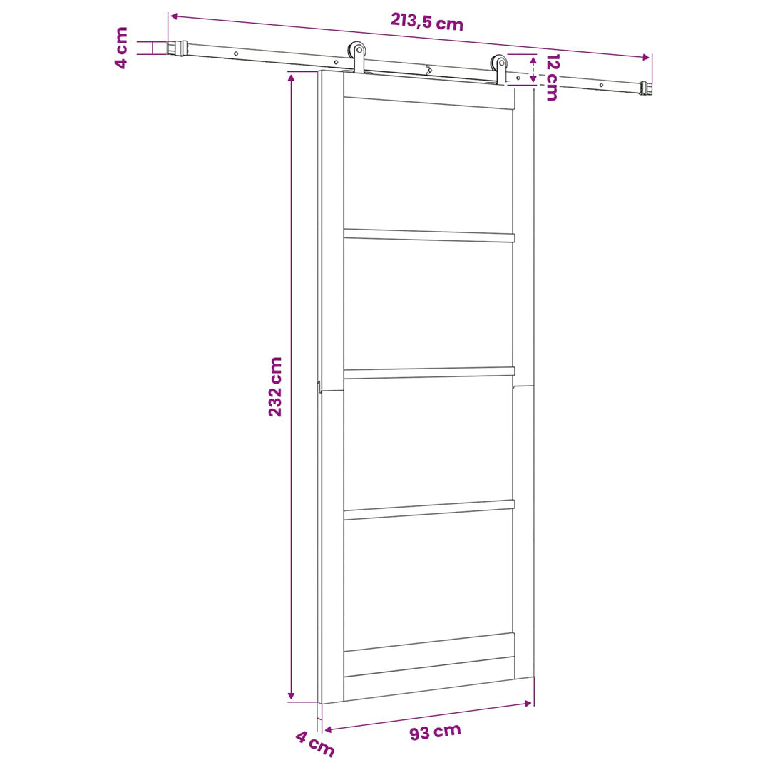 Skydedør ORKDAL Hvid 93 x 232 cm Massivt fyrretræ og glas