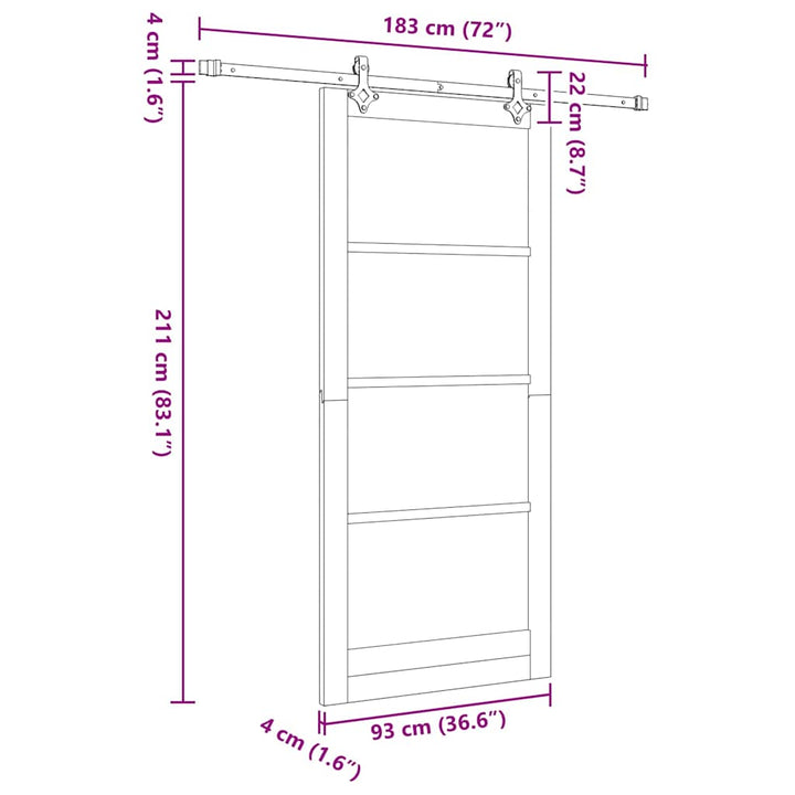 Skydedør ORKDAL Hvid og sort 93 x 211 cm
