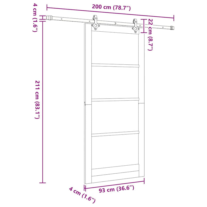 Skydedør ORKDAL Hvid og sort 93 x 211 cm