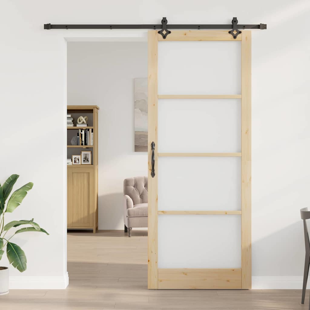 Skydedør ORKDAL Naturlig og sort 93 x 232 cm