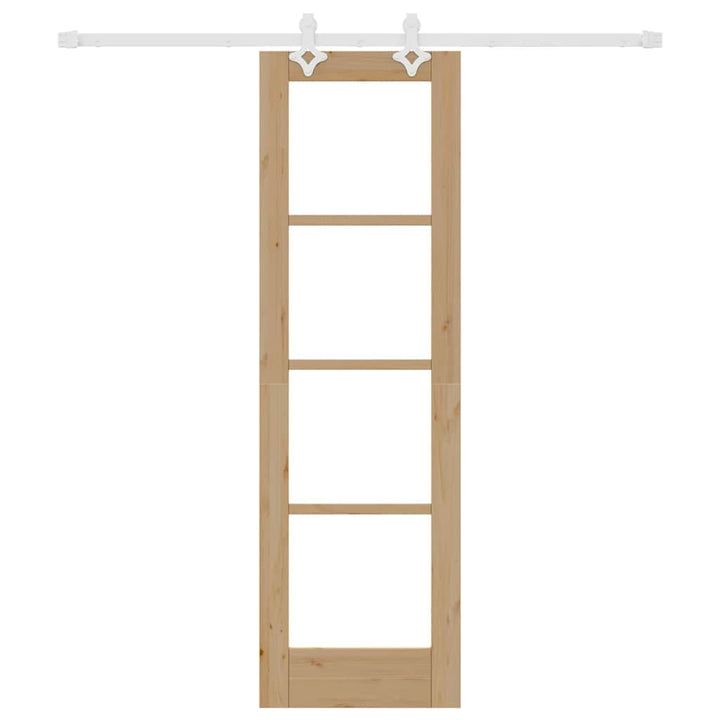 Skydedør 61 x 198,5 cm Massivt fyrretræ og glas Naturfarvet