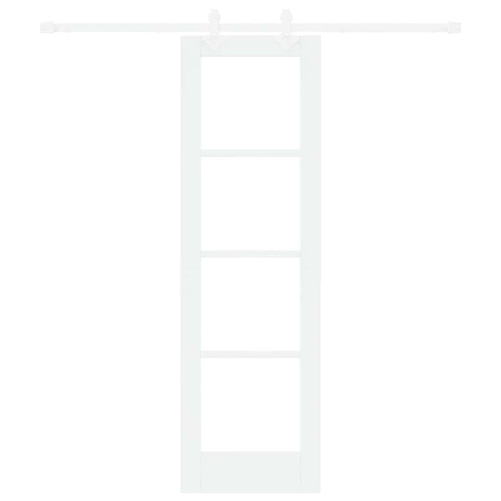 Skydedør 61 x 198,5 cm Massivt fyrretræ og glas Hvid