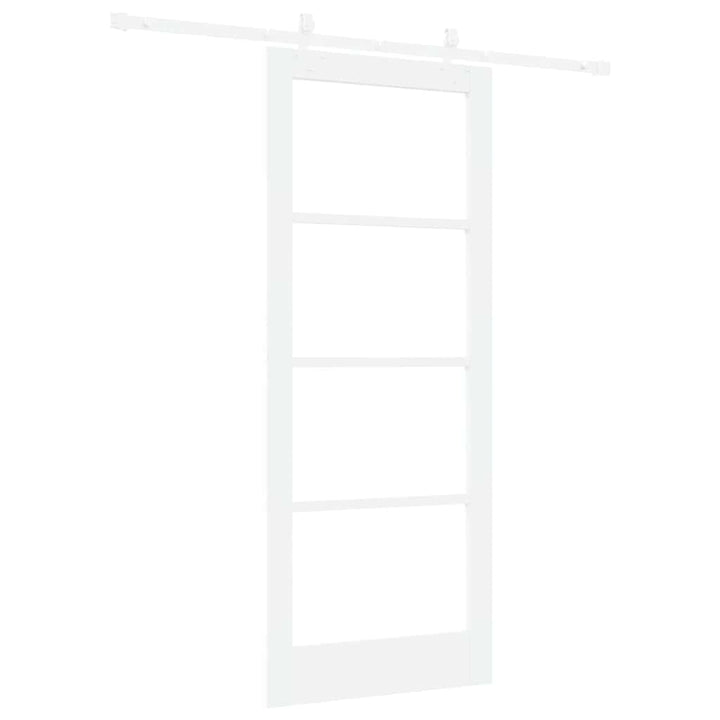 Skydedør 83 x 202 cm Massivt fyrretræ og glas Hvid