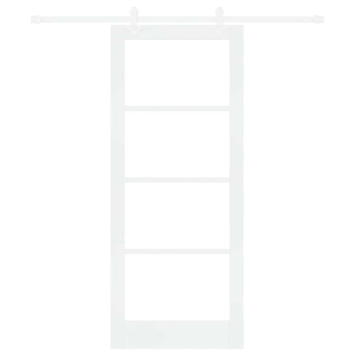 Skydedør 83 x 202 cm Massivt fyrretræ og glas Hvid