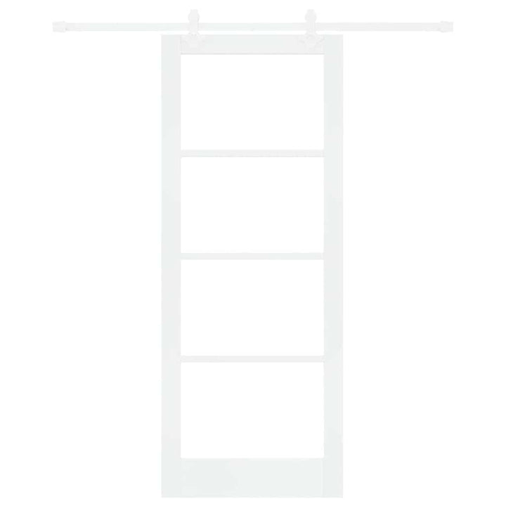 Skydedør 83 x 211 cm Massivt fyrretræ og glas Hvid