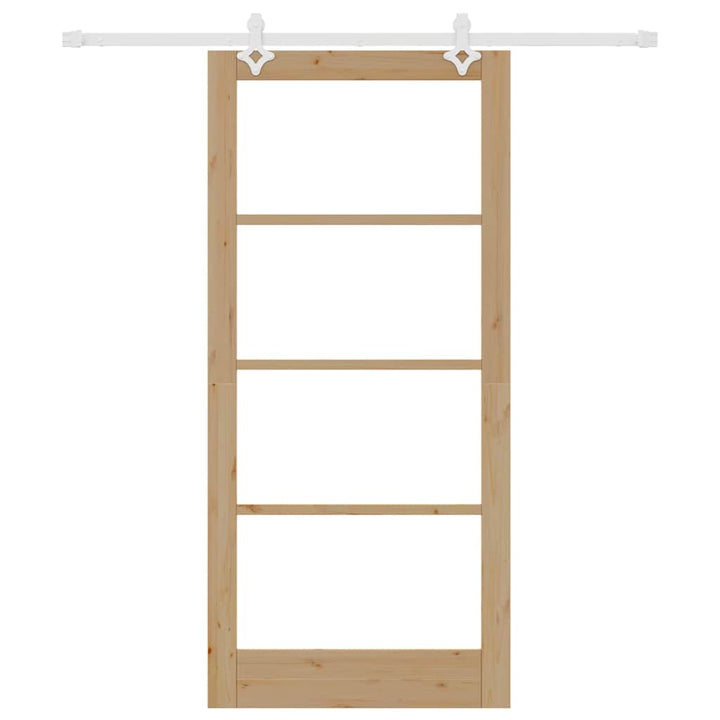 Skydedør 93 x 202 cm Massivt fyrretræ og glas Naturfarvet