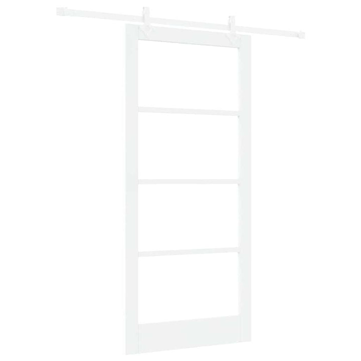 Skydedør 93 x 202 cm Massivt fyrretræ og glas Hvid