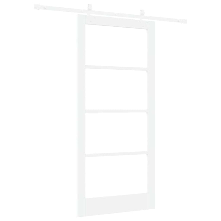 Skydedør 93 x 202 cm Massivt fyrretræ og glas Hvid