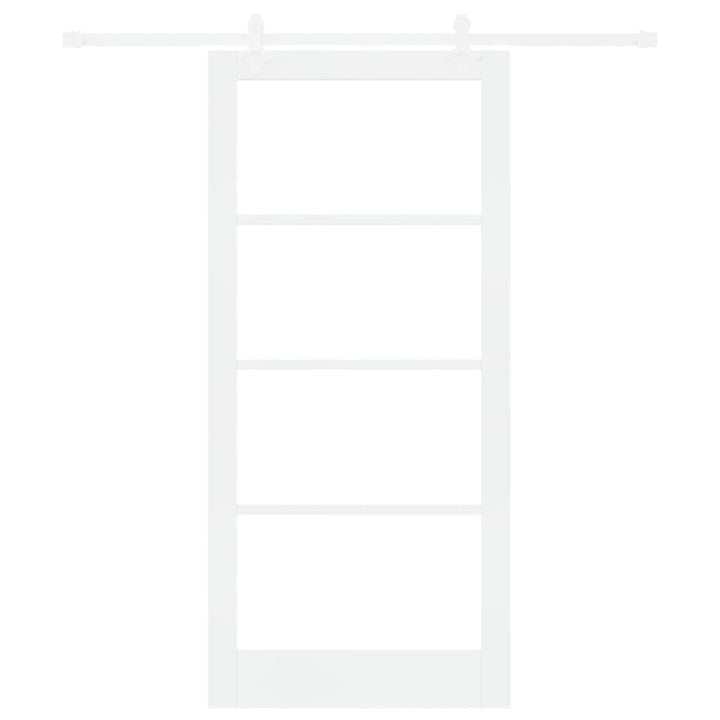 Skydedør 93 x 202 cm Massivt fyrretræ og glas Hvid