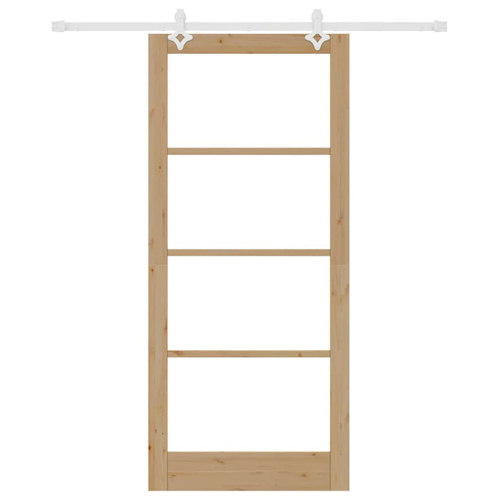 Skydedør 93 x 211 cm Massivt fyrretræ og glas Naturfarvet