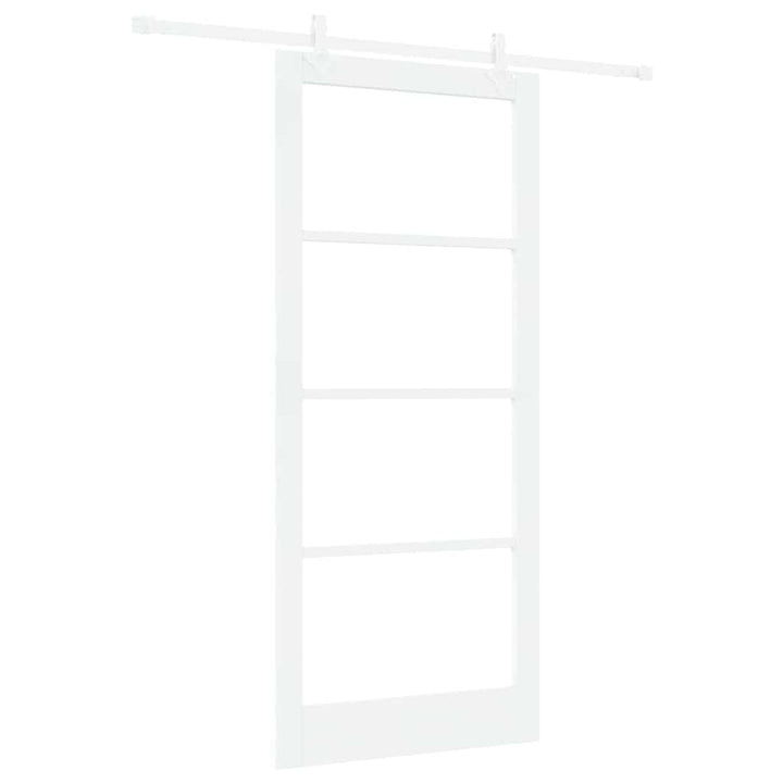 Skydedør 93 x 211 cm Massivt fyrretræ og glas Hvid