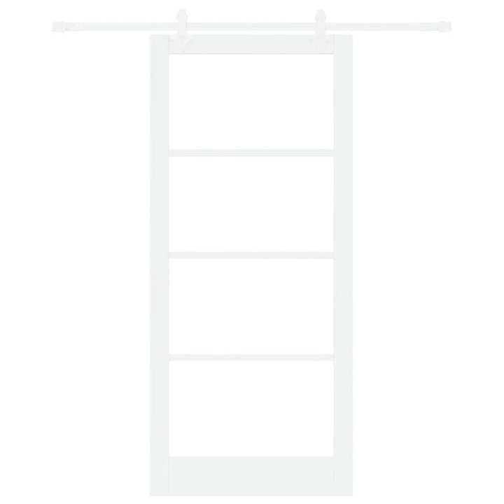 Skydedør 93 x 211 cm Massivt fyrretræ og glas Hvid