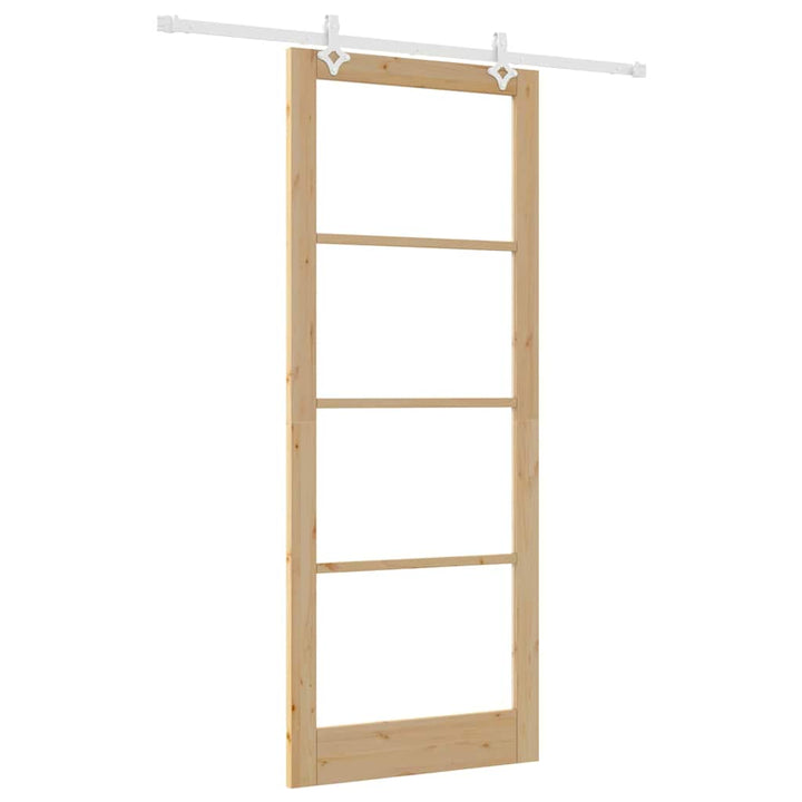 Skydedør Naturfarvet 93 x 232 cm Massivt fyrretræ og glas
