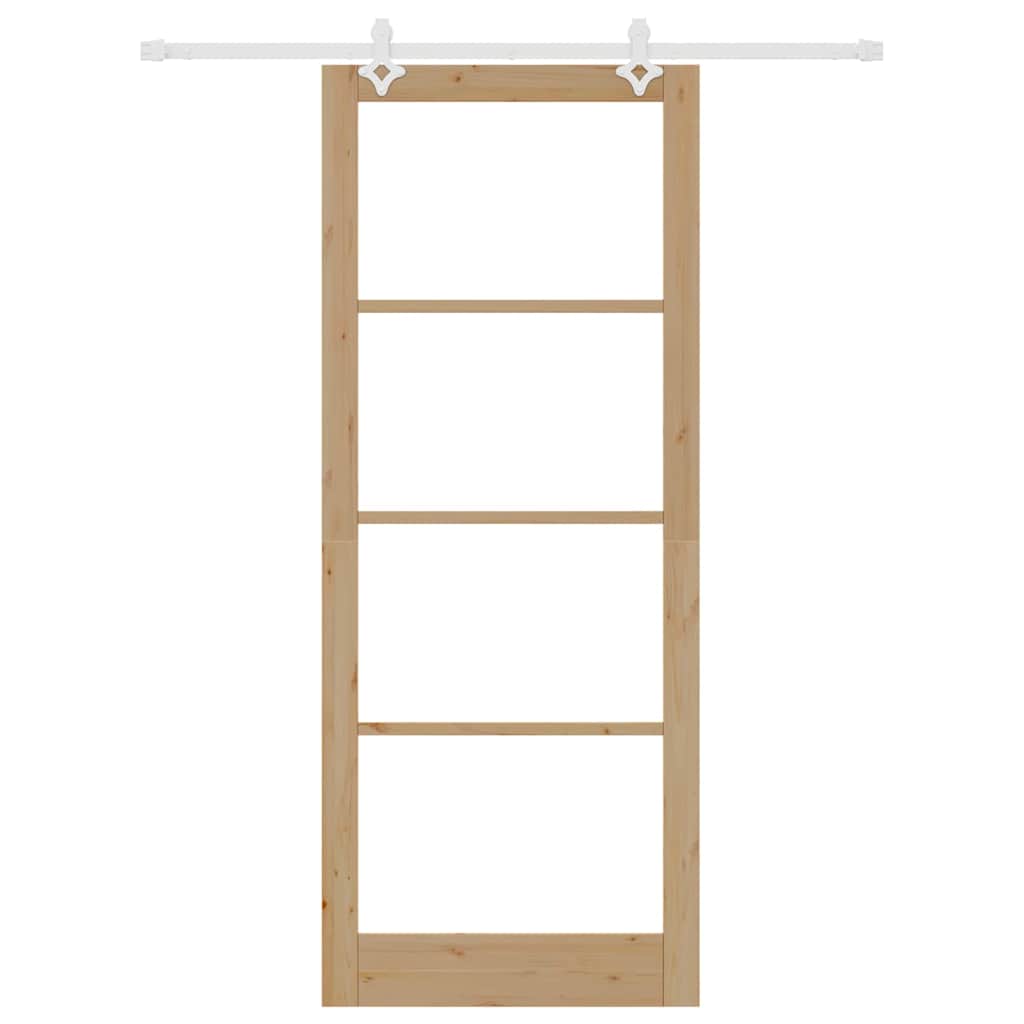 Skydedør Naturfarvet 93 x 232 cm Massivt fyrretræ og glas