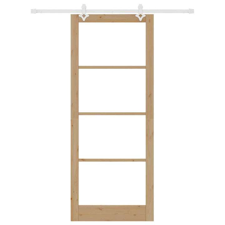 Skydedør Naturfarvet 93 x 232 cm Massivt fyrretræ og glas