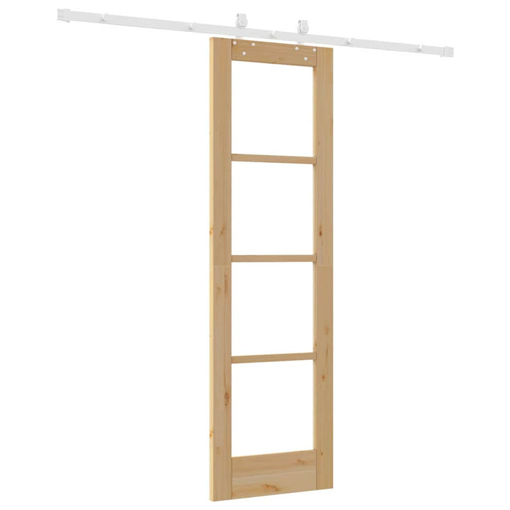 Skydedør 61 x 198,5 cm Massivt fyrretræ og glas Naturfarvet