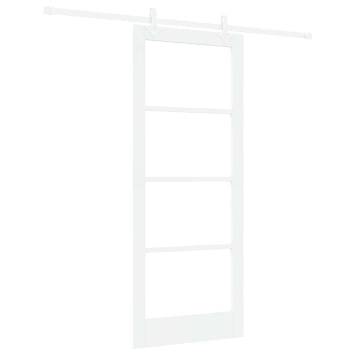 Skydedør 83 x 202 cm Massivt fyrretræ og glas Hvid