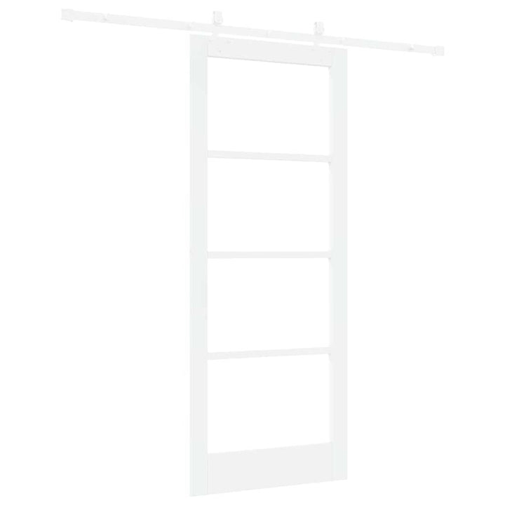 Skydedør 83 x 202 cm Massivt fyrretræ og glas Hvid