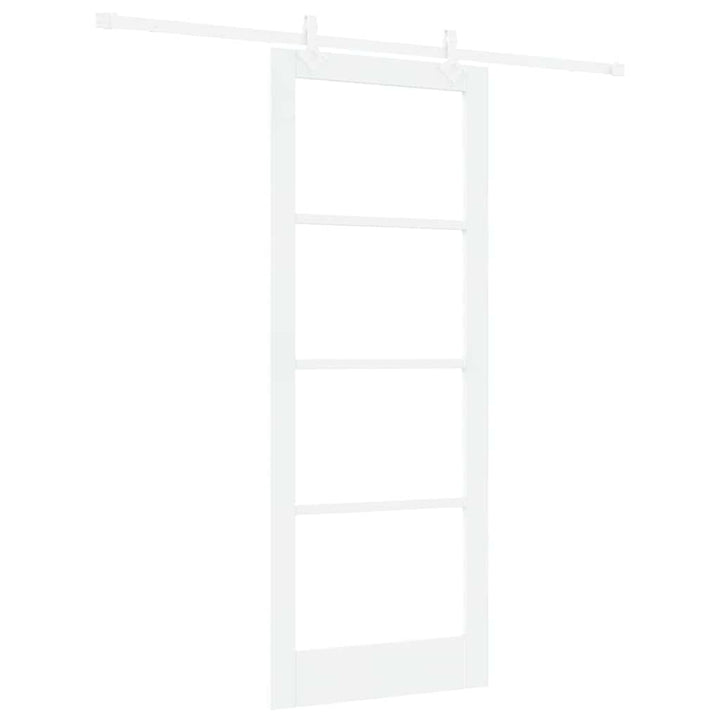 Skydedør 83 x 211 cm Massivt fyrretræ og glas Hvid