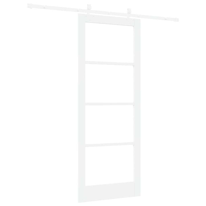 Skydedør 83 x 211 cm Massivt fyrretræ og glas Hvid