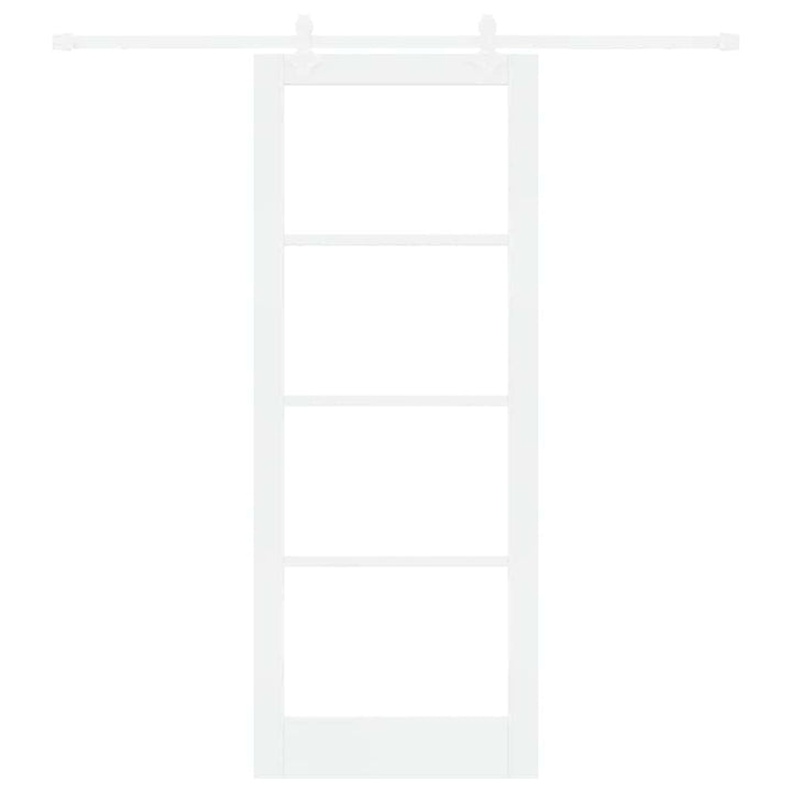 Skydedør 83 x 211 cm Massivt fyrretræ og glas Hvid