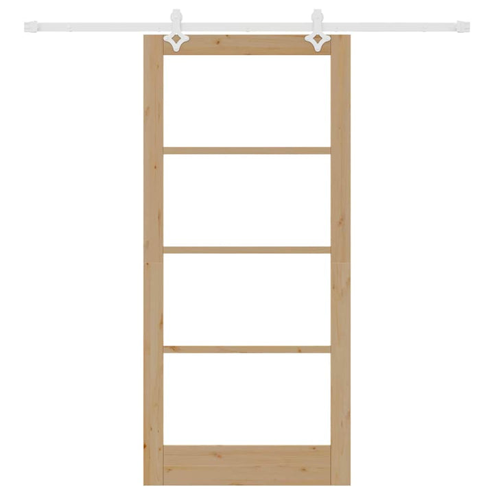 Skydedør 93 x 202 cm Massivt fyrretræ og glas Naturfarvet