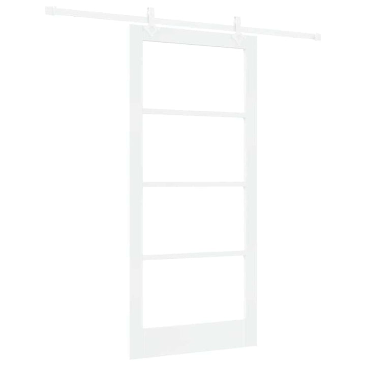 Skydedør 93 x 202 cm Massivt fyrretræ og glas Hvid