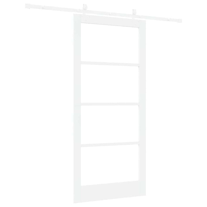 Skydedør 93 x 202 cm Massivt fyrretræ og glas Hvid