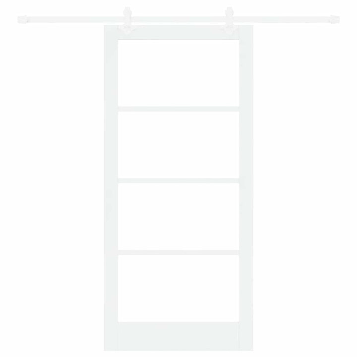 Skydedør 93 x 202 cm Massivt fyrretræ og glas Hvid