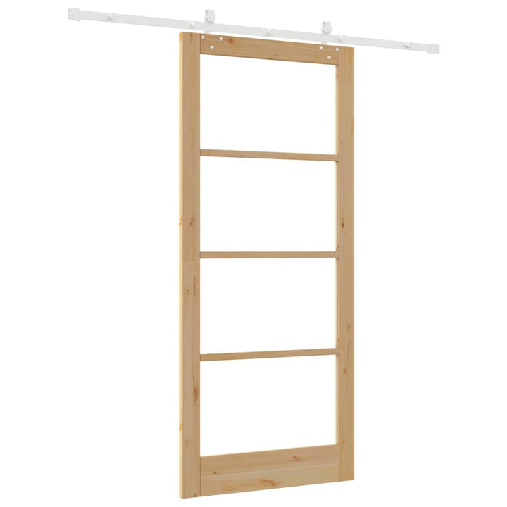 Skydedør 93 x 211 cm Massivt fyrretræ og glas Naturfarvet