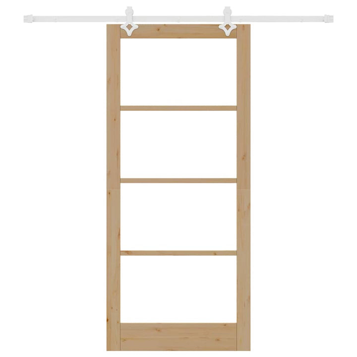 Skydedør 93 x 211 cm Massivt fyrretræ og glas Naturfarvet