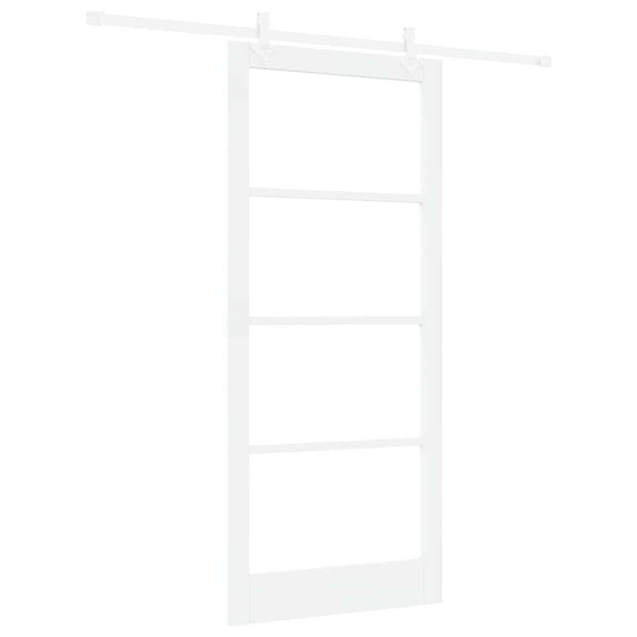 Skydedør 93 x 211 cm Massivt fyrretræ og glas Hvid