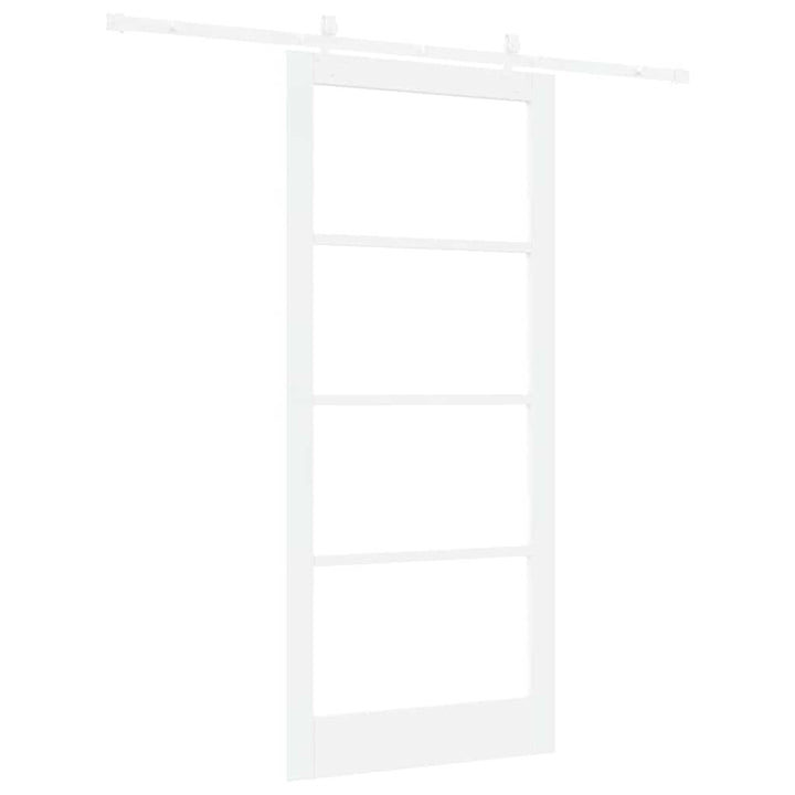 Skydedør 93 x 211 cm Massivt fyrretræ og glas Hvid