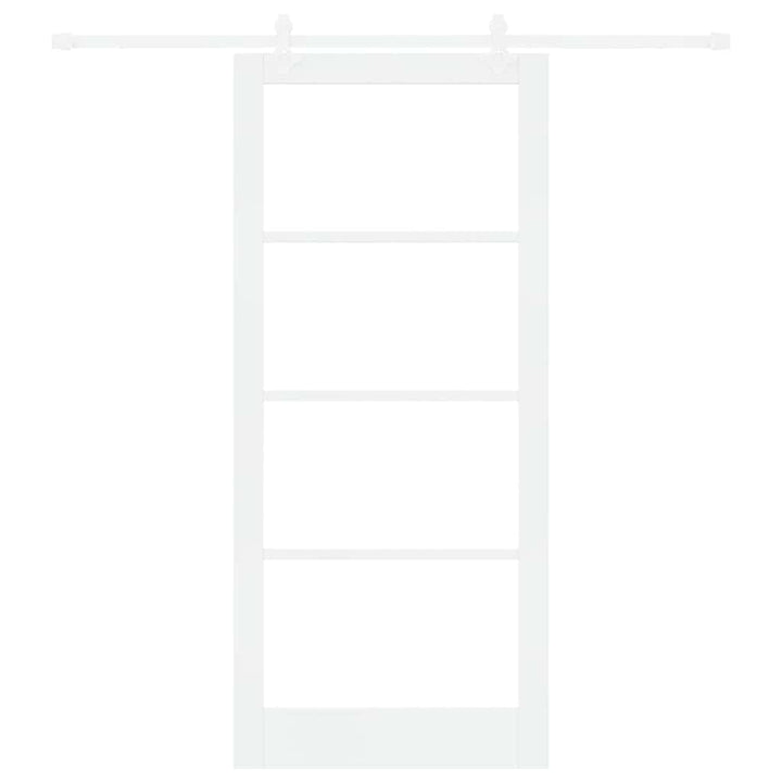 Skydedør 93 x 211 cm Massivt fyrretræ og glas Hvid