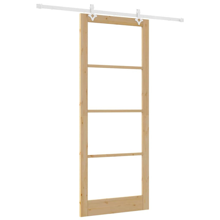Skydedør Naturfarvet 93 x 232 cm Massivt fyrretræ og glas