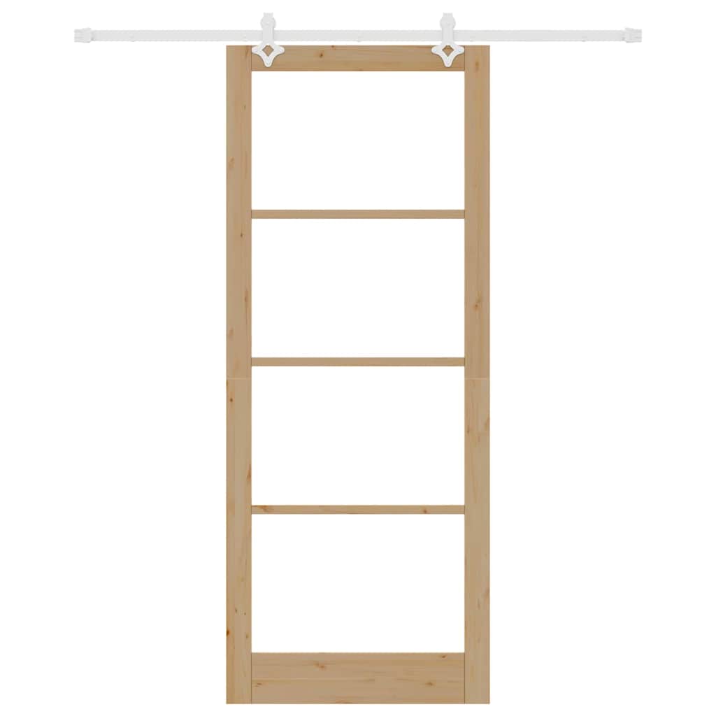 Skydedør Naturfarvet 93 x 232 cm Massivt fyrretræ og glas