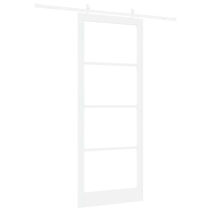 Skydedør Hvid 93 x 232 cm Massivt fyrretræ og glas