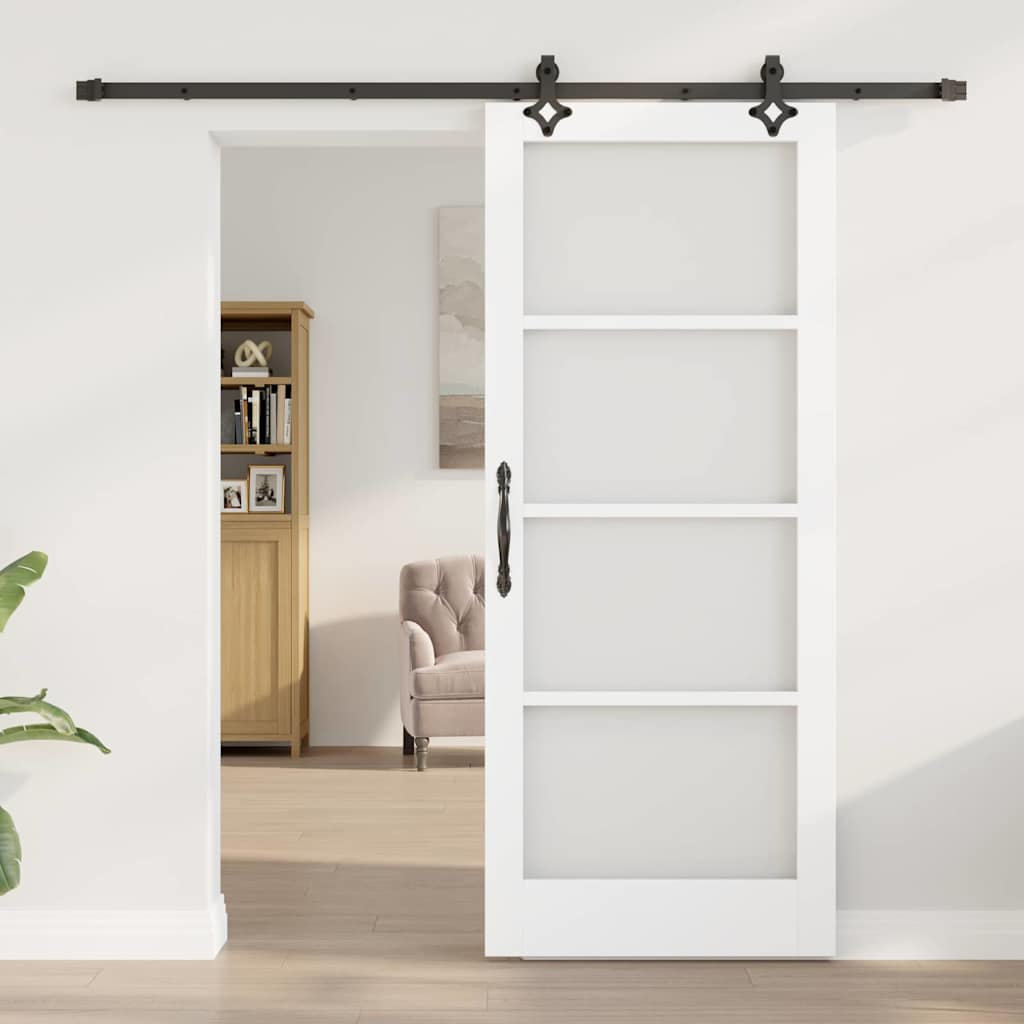 Skydedør Hvid 83 x 202 cm Massivt fyrretræ og glas