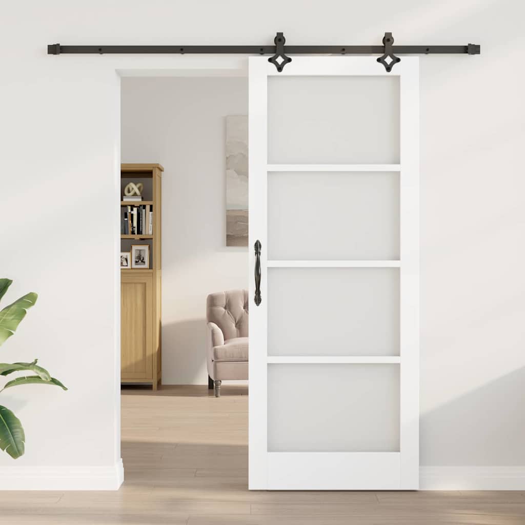 Skydedør Hvid 83 x 211 cm Massivt fyrretræ og glas