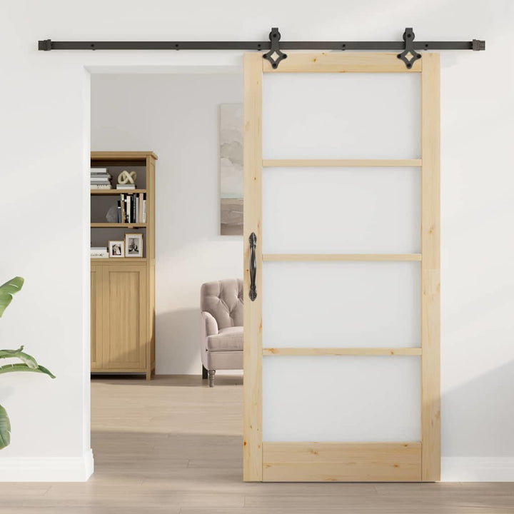 Skydedør Naturfarvet 93 x 202 cm Massivt fyrretræ og glas