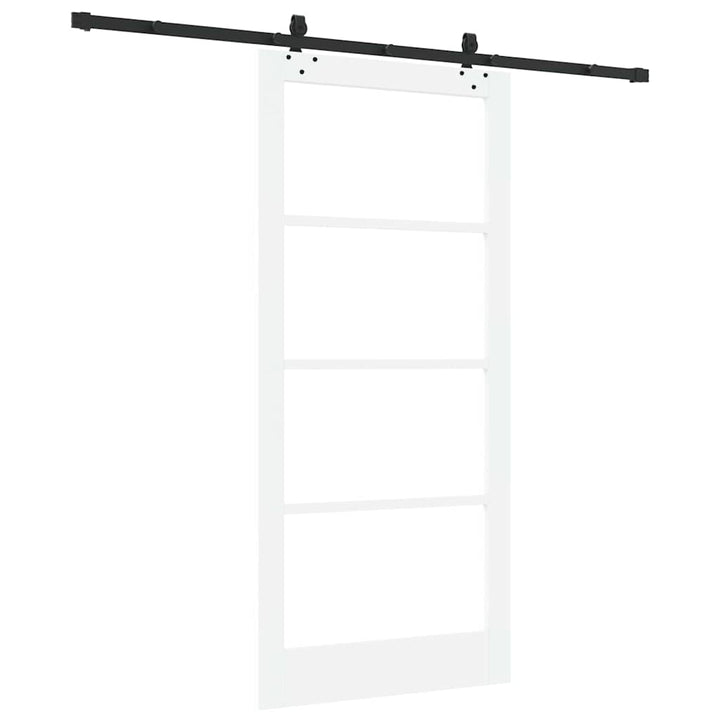 Skydedør Hvid 93 x 202 cm Massivt fyrretræ og glas