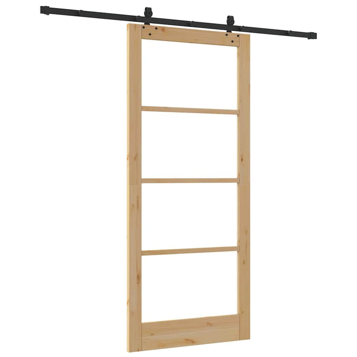 Skydedør Naturfarvet 93 x 211 cm Massivt fyrretræ og glas
