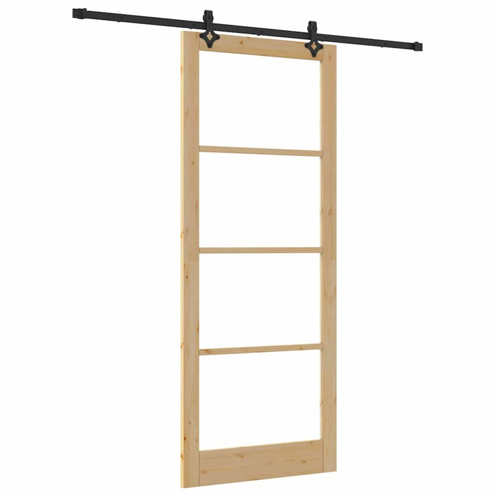 Skydedør Naturfarvet 93 x 232 cm Massivt fyrretræ og glas