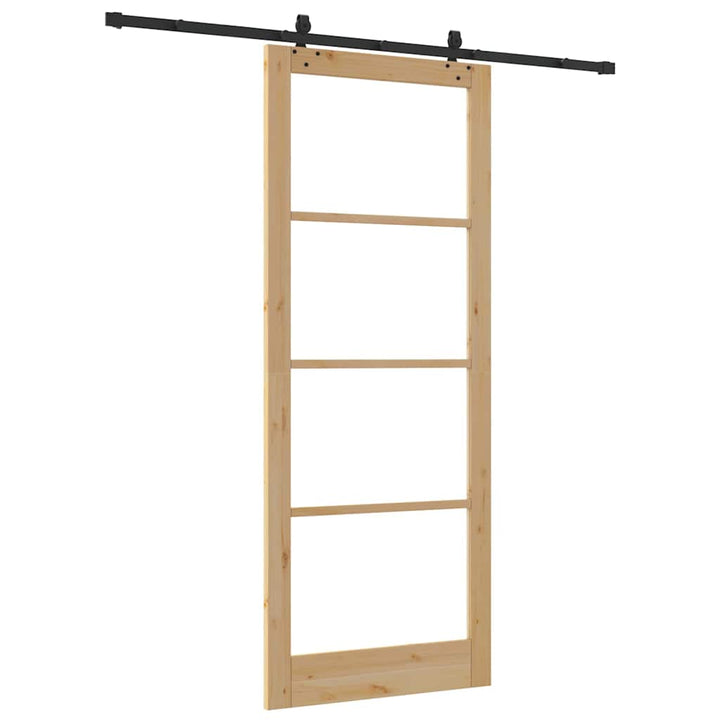 Skydedør Naturfarvet 93 x 232 cm Massivt fyrretræ og glas