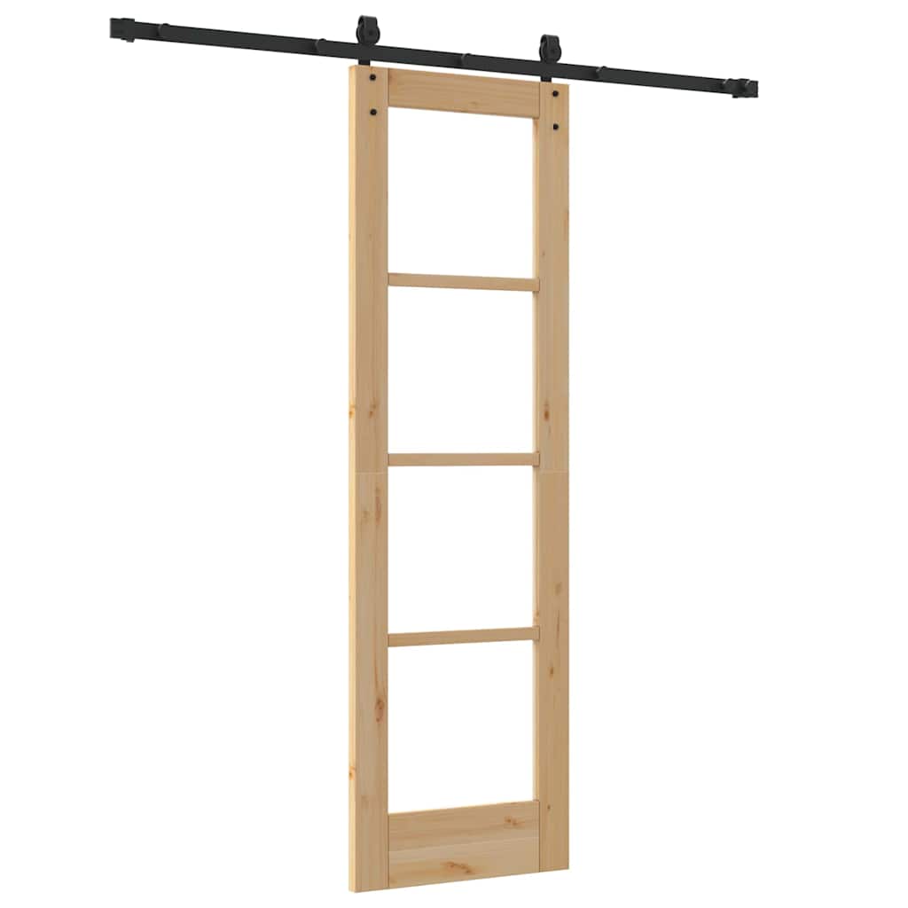 Skydedør Naturfarvet 61 x 198,5 cm Massivt fyrretræ og glas