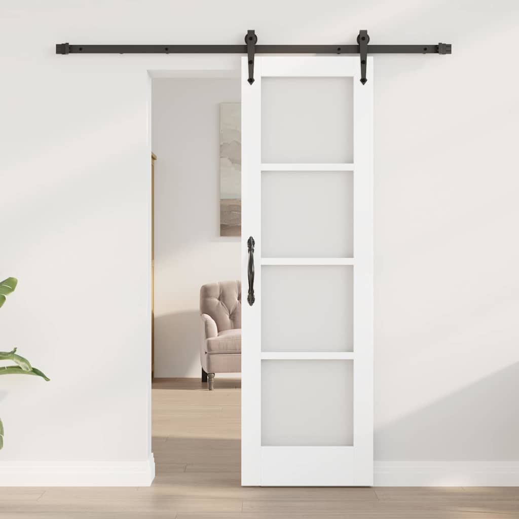Skydedør Hvid 61 x 198,5 cm Massivt fyrretræ og glas