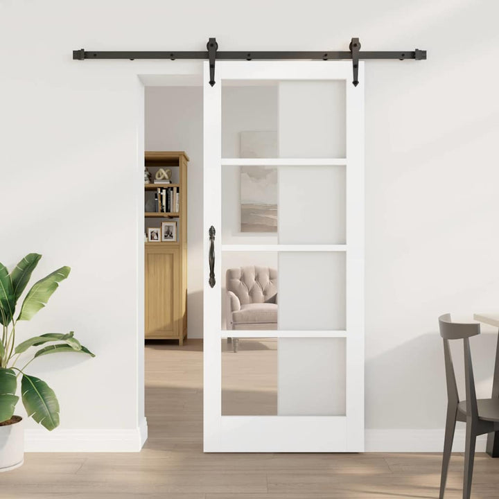 Skydedør Hvid 83 x 202 cm Massivt fyrretræ og glas