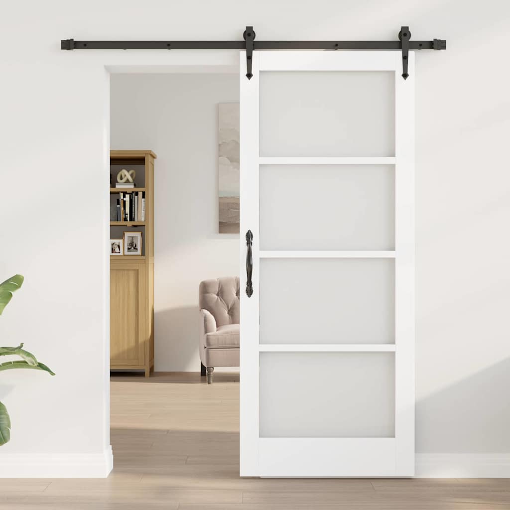 Skydedør Hvid 83 x 202 cm Massivt fyrretræ og glas