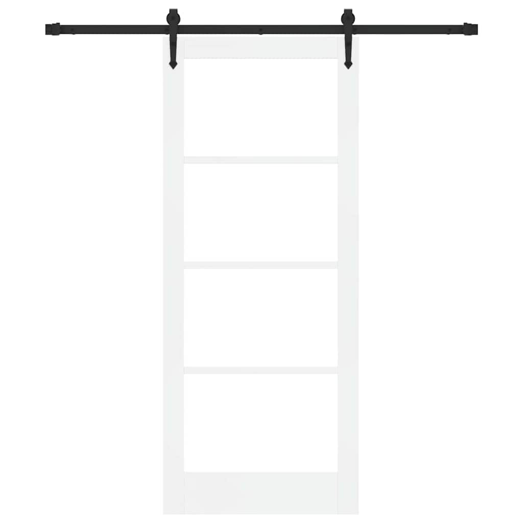 Skydedør Hvid 83 x 202 cm Massivt fyrretræ og glas