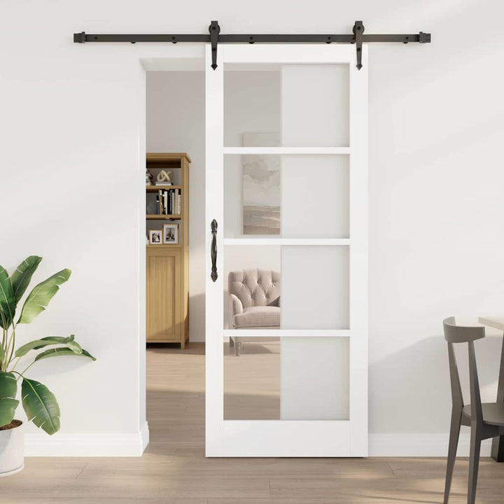Skydedør Hvid 83 x 211 cm Massivt fyrretræ og glas